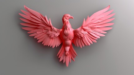 Canvas Print - A 3D render of a pink eagle with its wings spread.