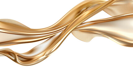 Wall Mural - Abstract gold wave ribbon isolated on transparent background