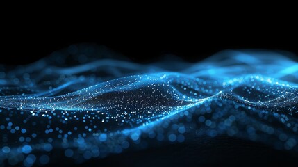 Poster - Abstract technology background. Connecting dots and lines on a dark background. 3D rendering. 4K.