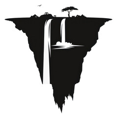 Poster - PNG Black minimalist iguazu falls logo design drawing monochrome silhouette.