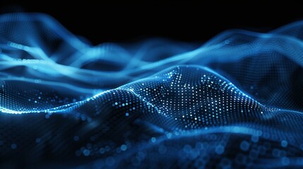 Poster - 3D rendering. Dark background with dots and lines connecting. Background in data technology. Abstract background with dots and lines connected.