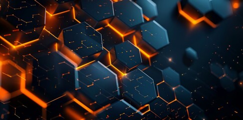 Poster - Stock hexagon pattern with glowing lights