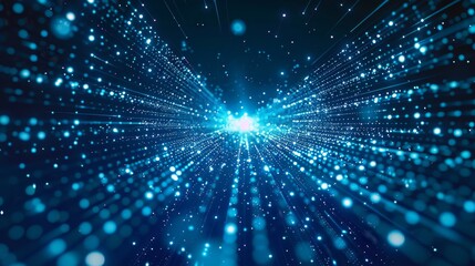 Poster - Conceptual image of abstract technology big data. Motion of digital data flow. Usage of block chain, server, and high-speed internet to transfer and store data sets.