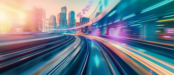 Poster - Abstract high-speed technology POV motion blur screen