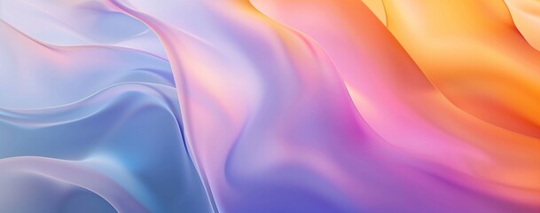 Poster - Abstract background with blurred wavy pastel colors, soft fabric, cloth or silk waves in light purple and orange