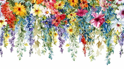 Poster - Wildflower Bouquet Watercolor Hanging Design