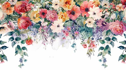 Wall Mural - Wildflower Bouquet Watercolor Hanging Design