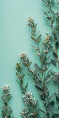 Poster - Art prints laid flat on a pastel turquoise background, embodying creative minimalism with ample copy space.