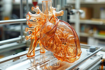 3D printing of human organ printer equipment in a scientific medical laboratory.