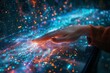 © Jane_S - A hand immersed in a vibrant, glowing digital landscape, symbolizing connection and interaction with the virtual world.