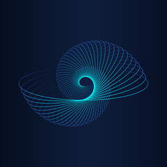 Leinwandbilder - Abstract futuristic background. Abstract flowing circles lines smooth blue green gradient color. Vector illustration in concept of AI, technology, science, music.