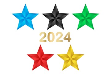 Wall Mural - Five 3d stars in different colors	
