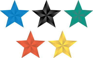 Wall Mural - Five 3d stars in different colors	