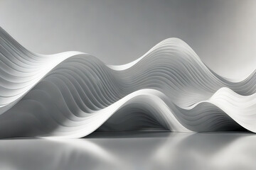 Wall Mural - Abstract wave shape white building with floor reflection 3d rendering