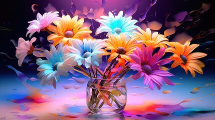 Sticker - A colorful bouquet of daisies 