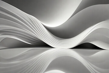 Poster - Abstract wave shape white building with floor reflection 3d rendering