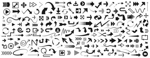 Fototapete - Set arrow icons, pointing up, down, left and right icon