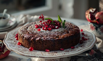 Wall Mural -  pomegranate molasses cake, Generative AI