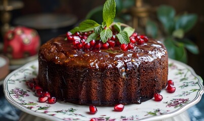 Poster -  pomegranate molasses cake, Generative AI