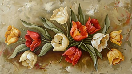 Sticker - Tulip bouquet on canvas for various occasions