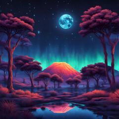 starry sky in safari landscape celestial details view ai generated