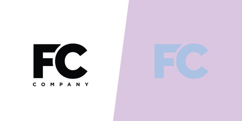 Poster - Letter F and C, FC logo design template. Minimal monogram initial based logotype.