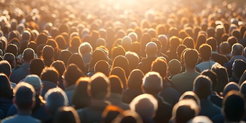 Canvas Print - Aerial View of Silhouetted Crowd Abstract Background Texture in Full Screen View. Concept Abstract Background, Aerial View, Crowd Silhouettes, Full Screen, Texture