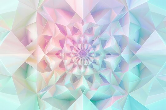 A captivating abstract background featuring geometric patterns in light pink, baby blue, mint green, and lavender
