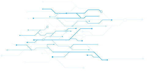 Wall Mural - Vectors Technology blue circuit diagram. High-tech connection system on a white background.