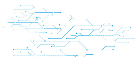 Leinwandbilder - Vectors Technology blue circuit diagram. High-tech connection system on a white background.