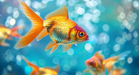 Poster - Beautiful goldfish in the aquarium.