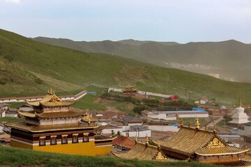 Chinese Tibet temple in the mountains