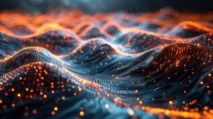 Poster - Abstract waveforms in a glowing cyber space