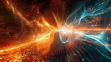 Poster - Abstract waveforms in a glowing cyber space