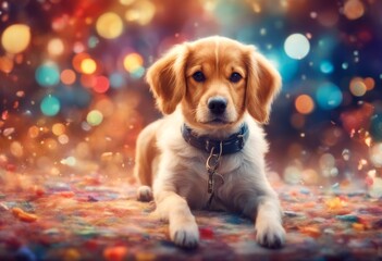 Wall Mural - colorful bright dog vibrant poster illustration