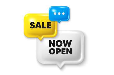 Fototapete - discount speech bubble offer 3d icon. now open tag. promotion new business sign. welcome advertising