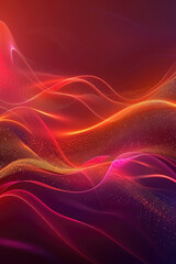 Poster - Futuristic trendy background with wavy airy texture of silk fabric in the form of a wave .Neon bright lighting, waves. Copy space