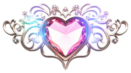 Poster - PNG Heart border jewelry white background illuminated.