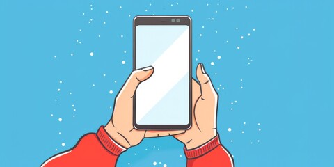 Holding Smartphone. Business Communication Application on Blank Screen