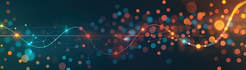 Quantum computing interface, colorful abstract patterns, flat design illustration