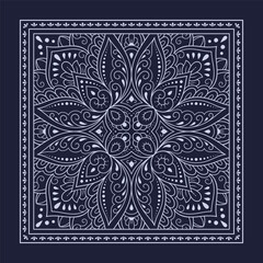 Wall Mural - circular pattern in form of mandala with flower for henna, mehndi, decoration. blue decorative ornam