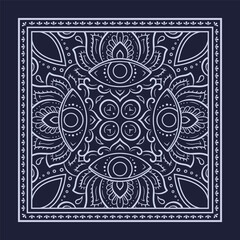 Wall Mural - circular pattern in form of mandala with flower for henna, mehndi, decoration. blue decorative ornam