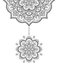 Wall Mural - circular pattern in form of mandala with flower for henna, mehndi, tattoo, decoration. decorative or