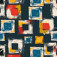 Wall Mural - Grunge Contemporary art square geometric seamless pattern background. 