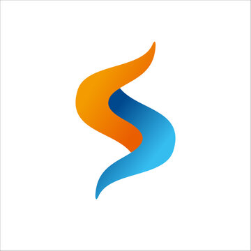 the letter S logo has a modern, simple, futuristic style. in blue and orange
