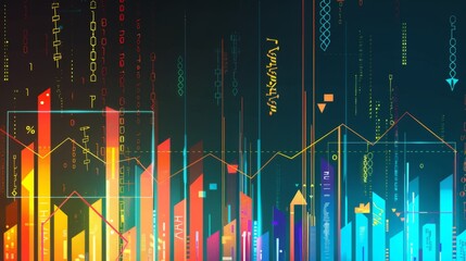Leinwandbilder - Stock market infographic with arrows and statistics illustrating market trends and movements.