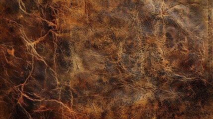 Distressed leather texture creates brown grunge backdrop