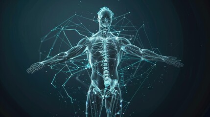 Human body. Abstract vector. Digital anatomy  Medical technology  Muscle structure  Health innovation  3D model  DNA biotechnology  Body system  Science medicine  Healthy anatomy concept.