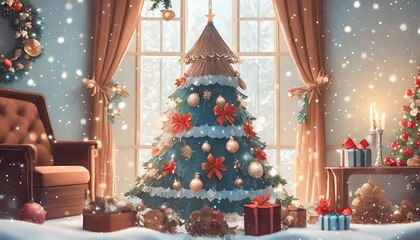 Poster - christmas tree and snowman