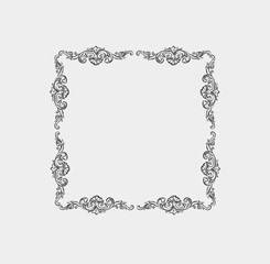 Wall Mural - hand drawn vector abstract outline,graphic,line vintage baroque ornament floral frame in calligraphi